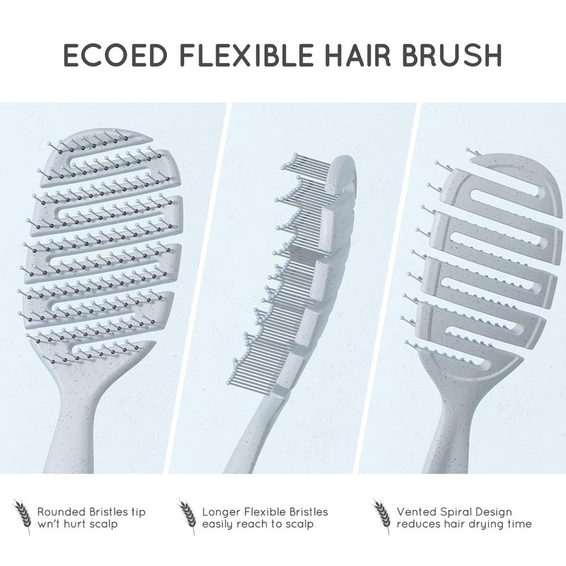 ecoed Hair brush, Vented Detangling Brush, Quickly Detangles and Smooths hair for Curly, Thick, and Straight Hair, Hair Brush for Women and Men, Blue, Eco Friendly, Sustainable Material - Image 4